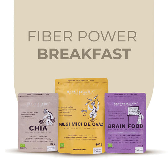 Fiber power breakfast Republica BIO, pachet promotional, ecologic, 900 g